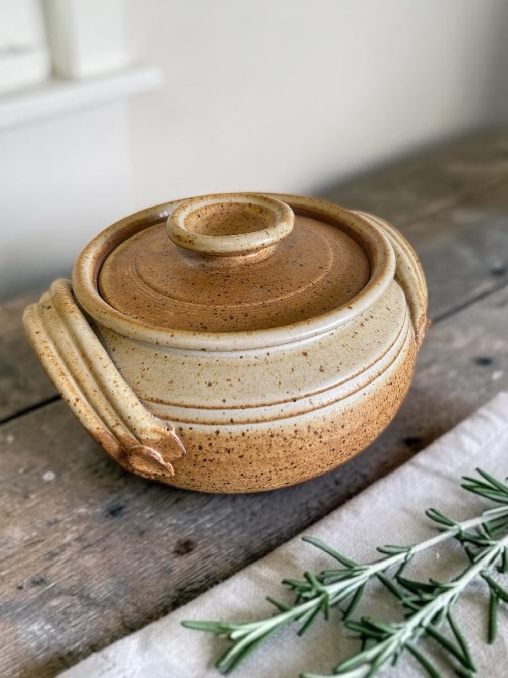 Vintage Studio Pottery Signed Lidded Casserole Dish / Bean Pot